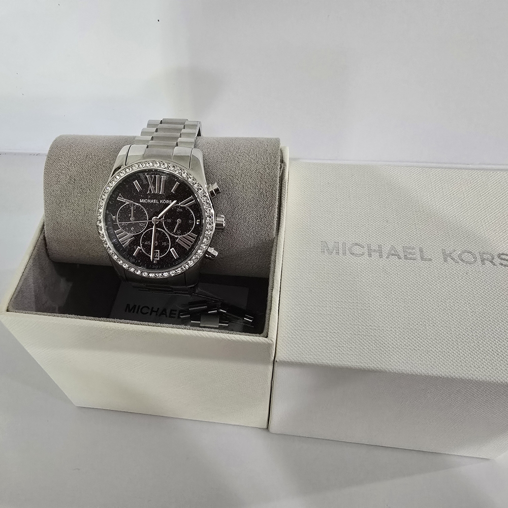 Michael Kors Silver Watch with Black Dial